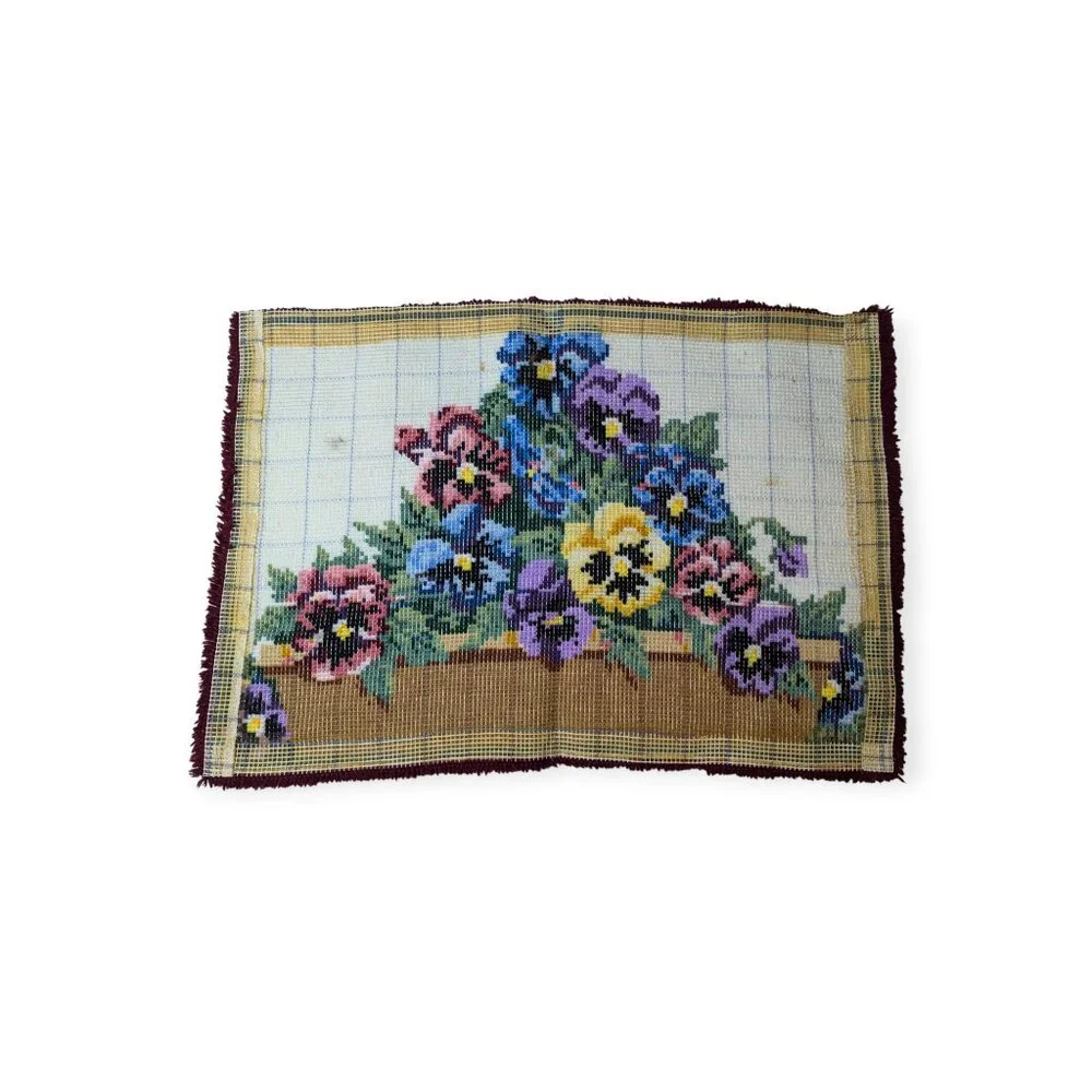Handmade Colorful Pansy Soft Large Latch Hook Rug 42